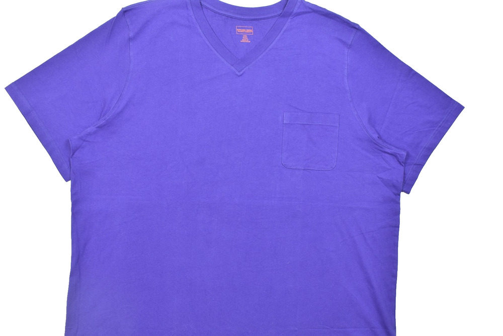 Boulder Creek Men's 5XL Tall Purple V-Neck Pocket T-Shirt 100% Cotton Short Slee